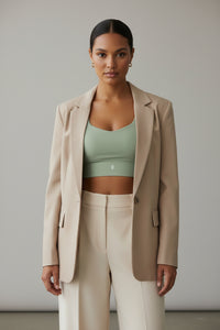 LEM Sage Geo Logo Longline Sports Bra - Modestly Vogue 