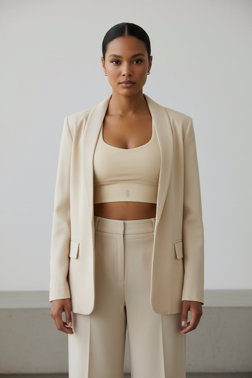 LEM Sand Geo Longline Sports Bra - Modestly Vogue 