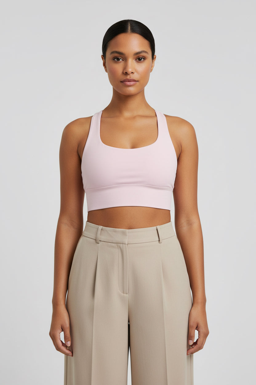 LEM Pink Lace Longline Sports Bra