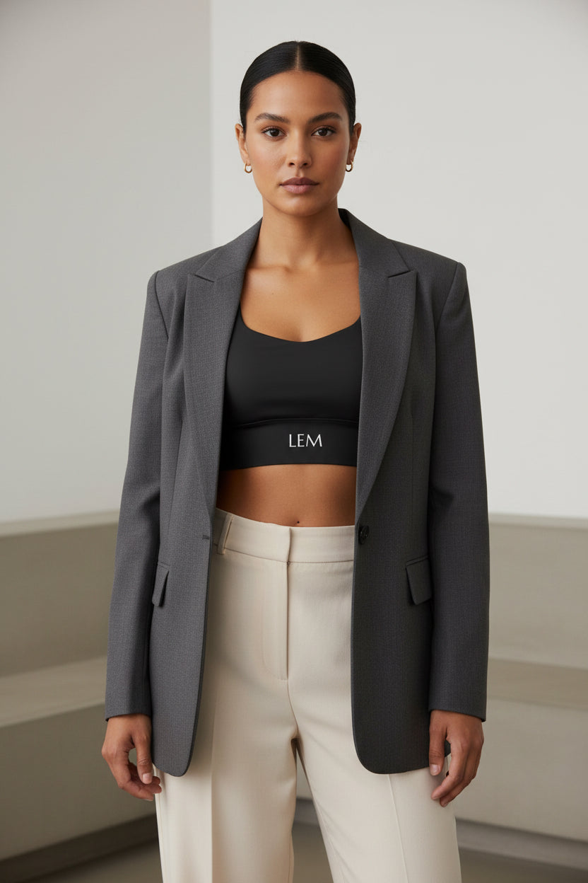 LEM Black Longline Sports Bra - Modestly Vogue 
