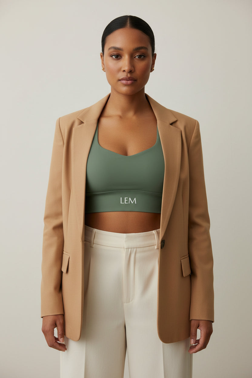 LEM Olive Longline Sports Bra - Modestly Vogue 