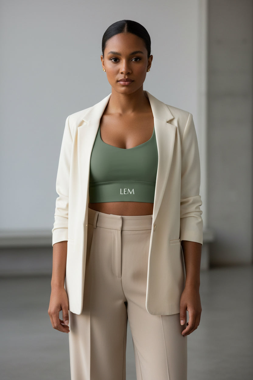 LEM Olive Longline Sports Bra - Modestly Vogue 