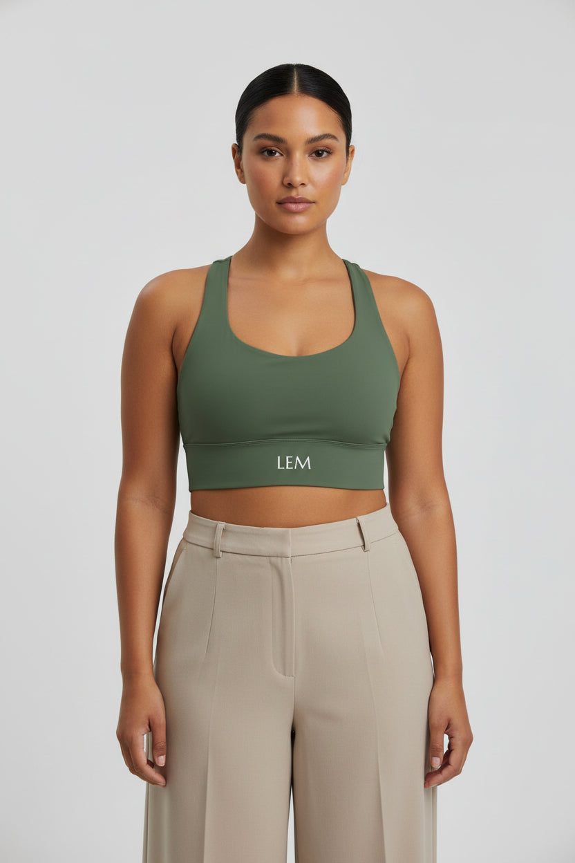 LEM Olive Longline Sports Bra - Modestly Vogue 