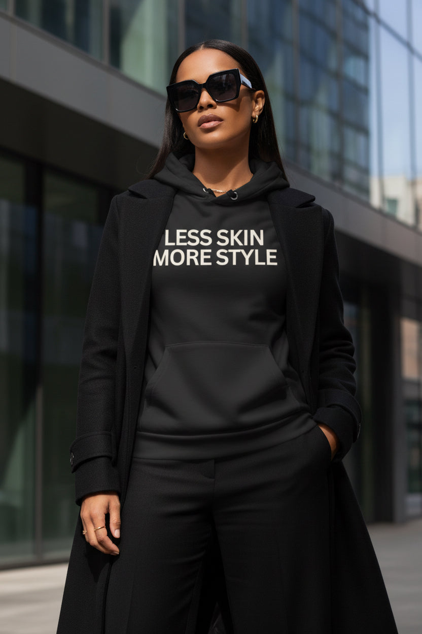 Less Skin More Style Hoodie- Soft Black - Modestly Vogue 