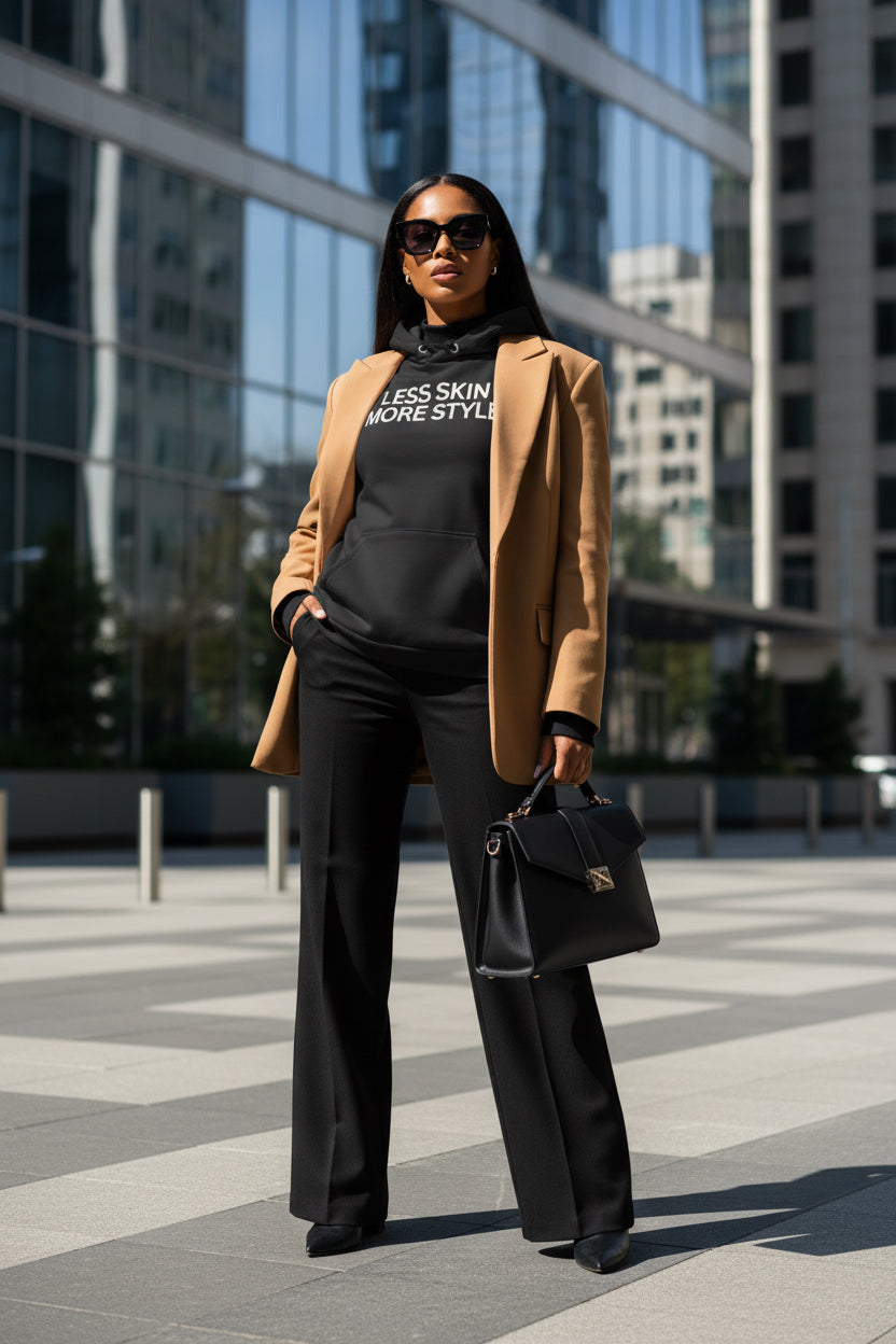Less Skin More Style Hoodie- Soft Black - Modestly Vogue 