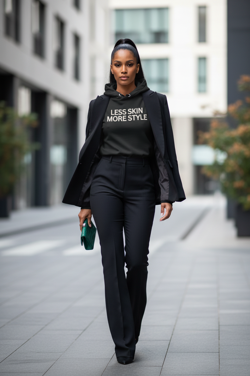 Less Skin More Style Hoodie- Soft Black - Modestly Vogue 