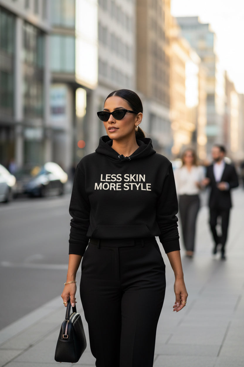 Modest Mindset™ Black "Less Skin More Style Hoodie - Modestly Vogue 