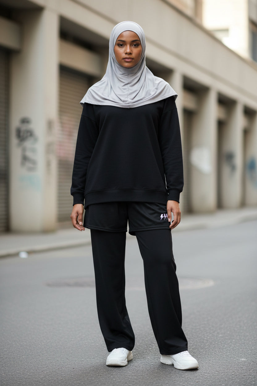 Black Quiet Energy™ Mesh Shorts - Modestly Vogue 
