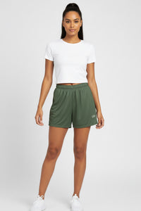 LEM Olive Green mesh shorts - Modestly Vogue 