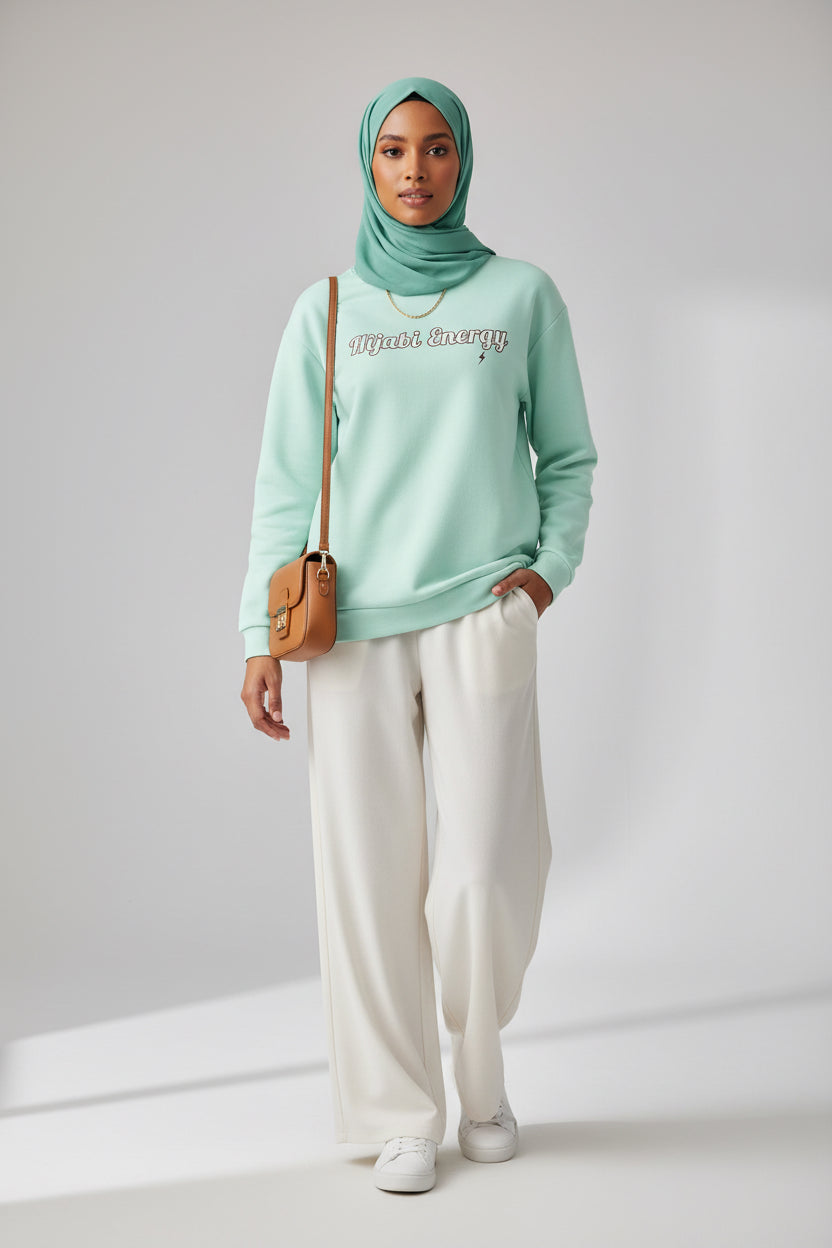 Spoken Energy Mint Logo Crewneck Sweatshirt - Modestly Vogue 