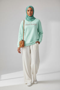 Spoken Energy Mint Logo Crewneck Sweatshirt - Modestly Vogue 