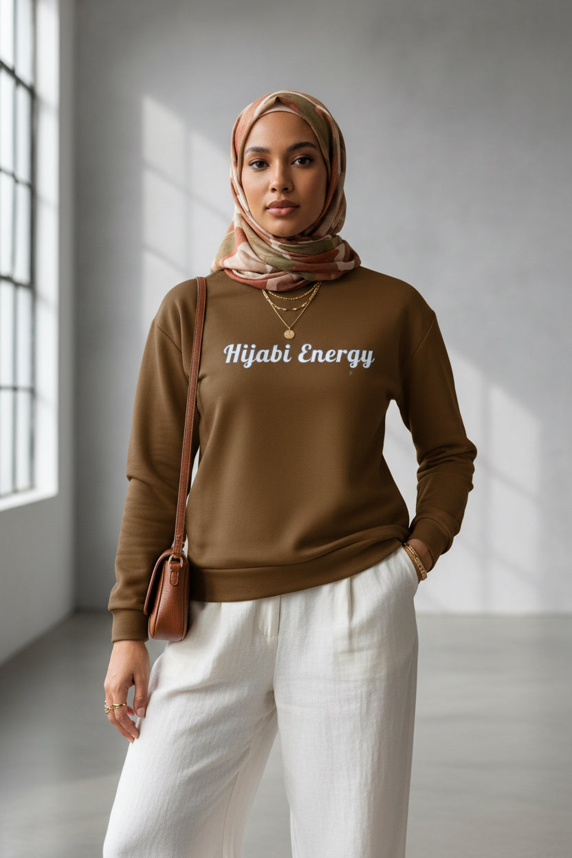 Spoken Energy Expresso Logo Crew Neck Sweatshirt - Modestly Vogue 