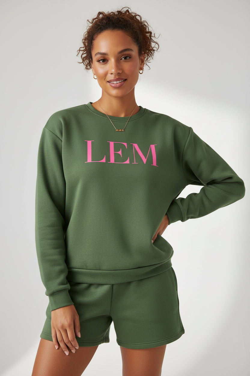 Olive LEM Core Edit Statement Sweatshirt