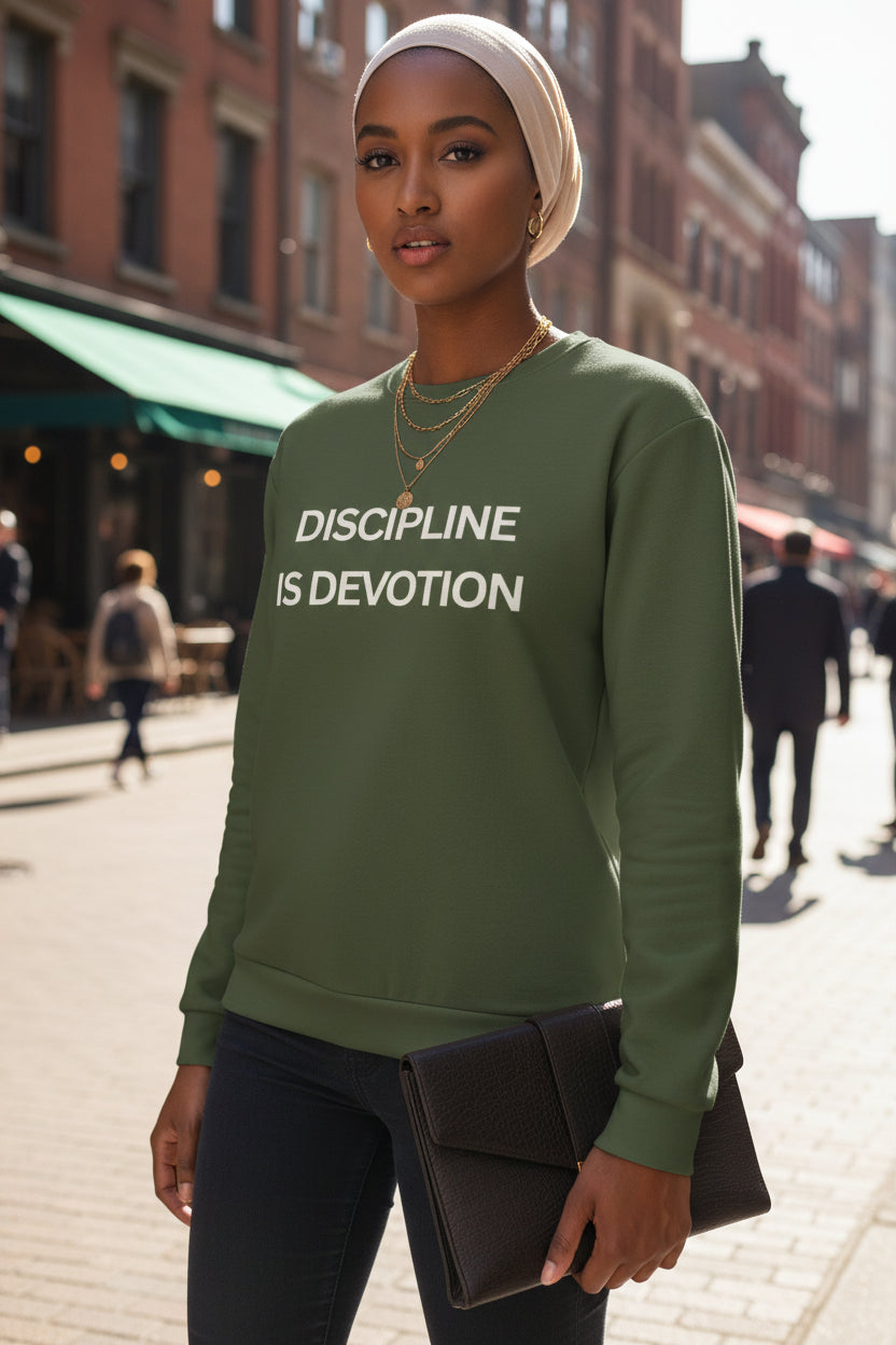 Modest Mindset Olive Discipline Sweatshirt - Modestly Vogue 