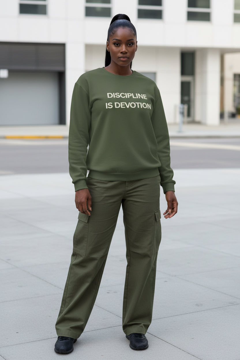 Modest Mindset Olive Discipline Sweatshirt - Modestly Vogue 