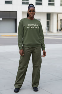 Modest Mindset Olive Discipline Sweatshirt - Modestly Vogue 