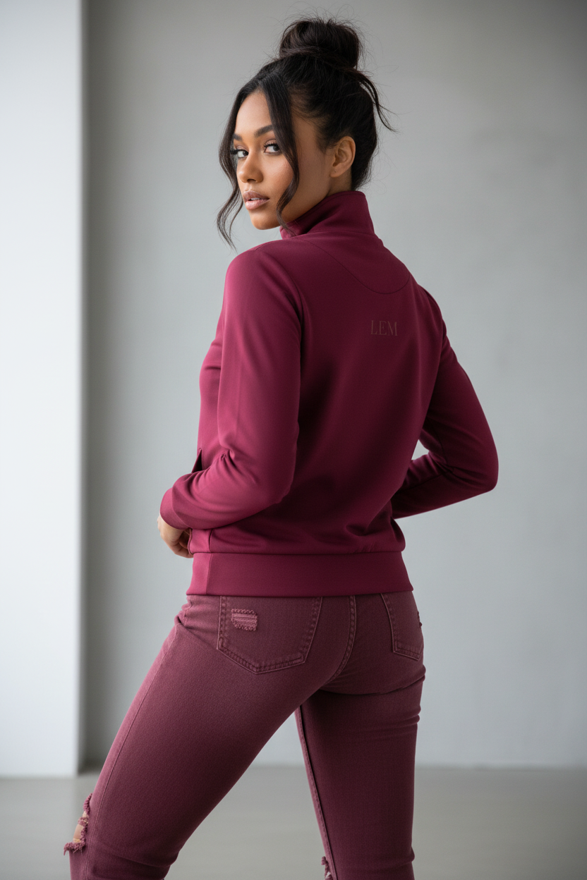 LEM Presence Bordeaux track jacket - Modestly Vogue 