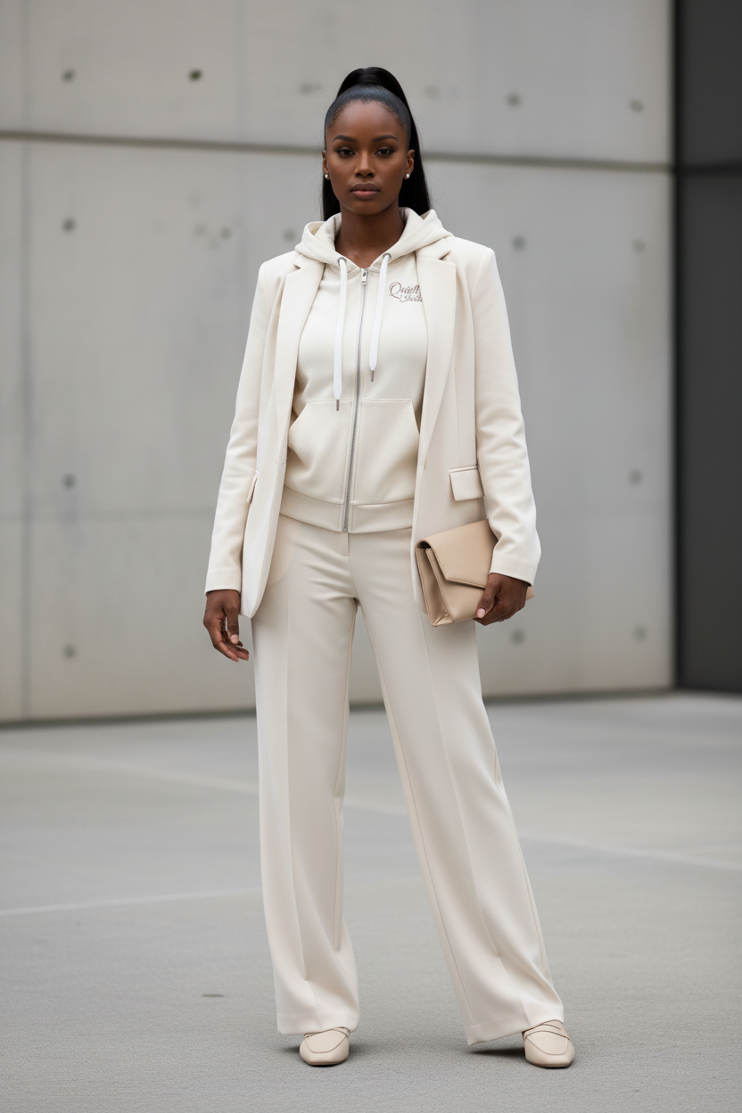 Quietly Iconic Zip Hoodie - Soft Cream - Modestly Vogue 