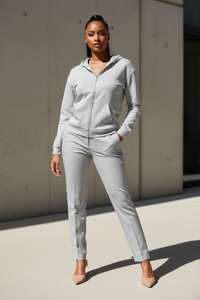 Quietly Iconic Zip Hoodie - Grey - Modestly Vogue 