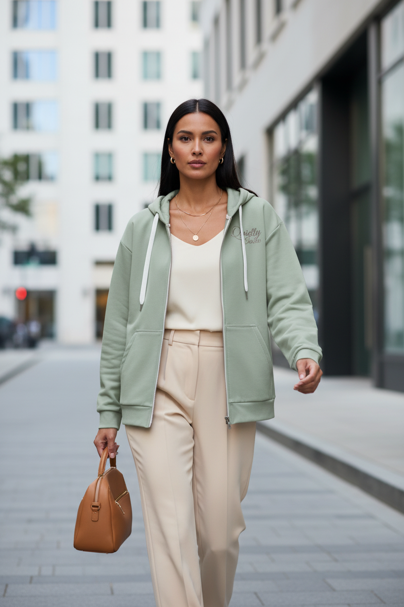 Quietly Iconic Zip Hoodie - Calm Sage - Modestly Vogue 