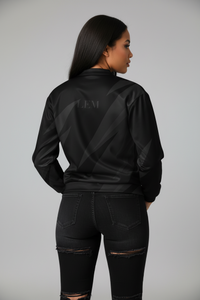 LEM | Presence Black Current Printed Bomber - Modestly Vogue 