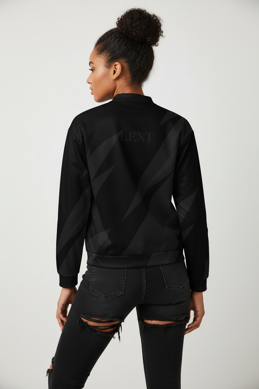 LEM | Presence Black Current Printed Bomber - Modestly Vogue 