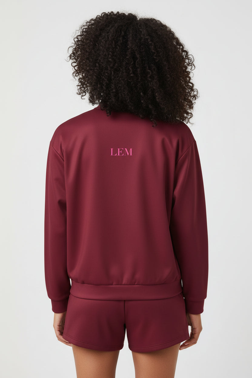 LEM Burgundy Core Edit Back Logo Bomber Jacket