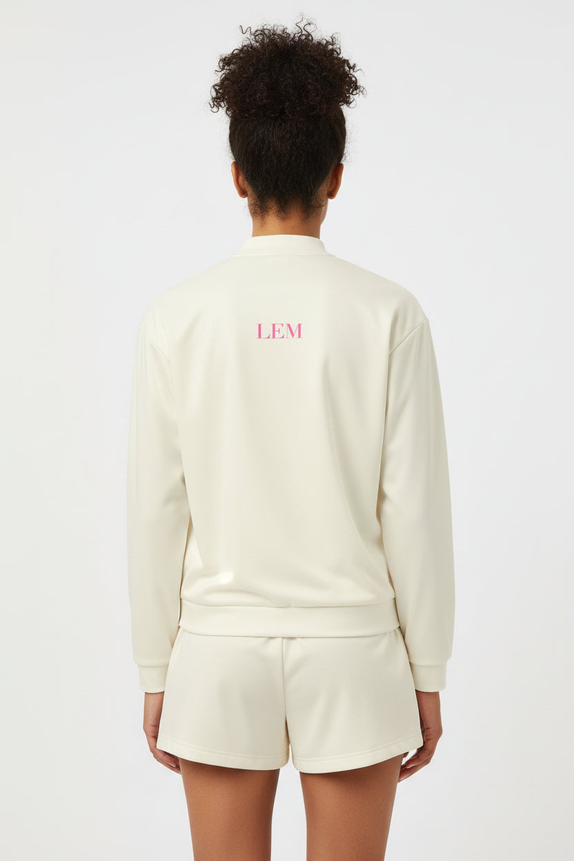 LEM Cream Core Edit Back Logo Bomber Jacket