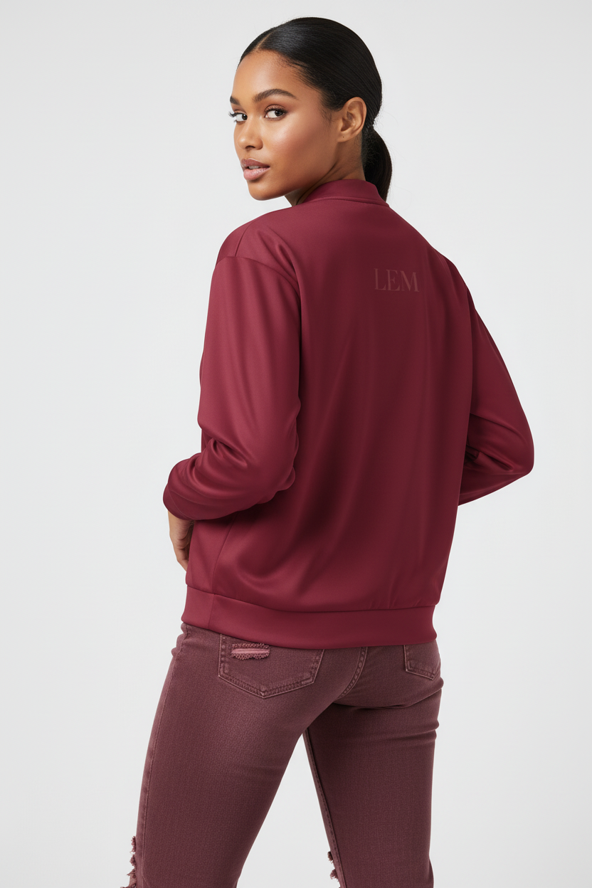 LEM Bordeaux Presence Bomber Jacket - Modestly Vogue 