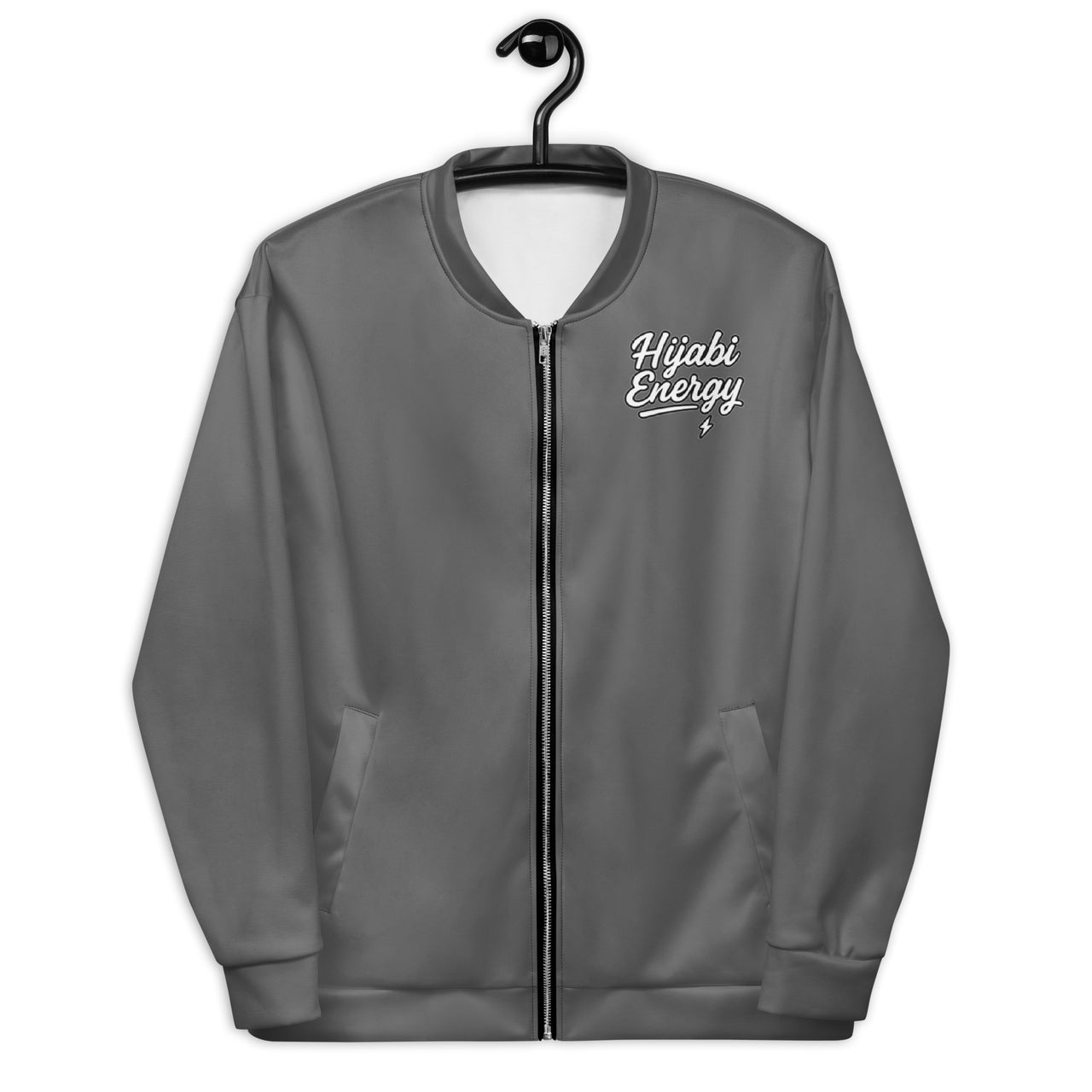 Grey Spoken Energy™ Bomber Jacket - Modestly Vogue 