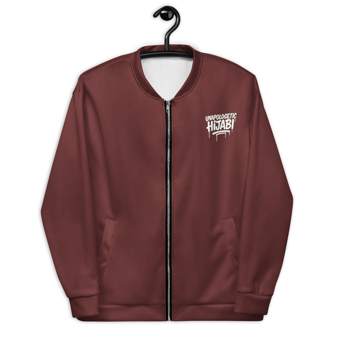 Burgundy Unapologetic Hijabi™ Bomber Jacket - Modestly Vogue 