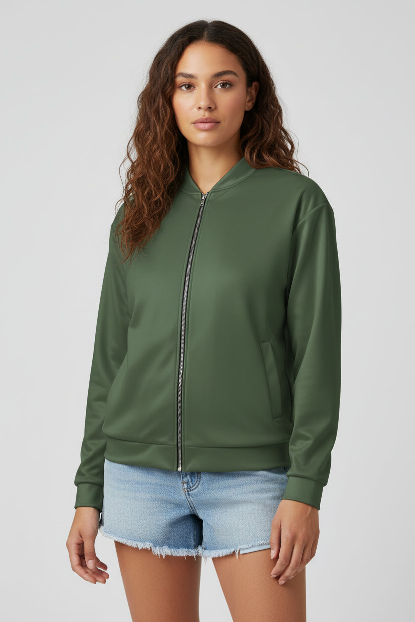 LEM | Presence — Olive Bomber Jacket - Modestly Vogue 