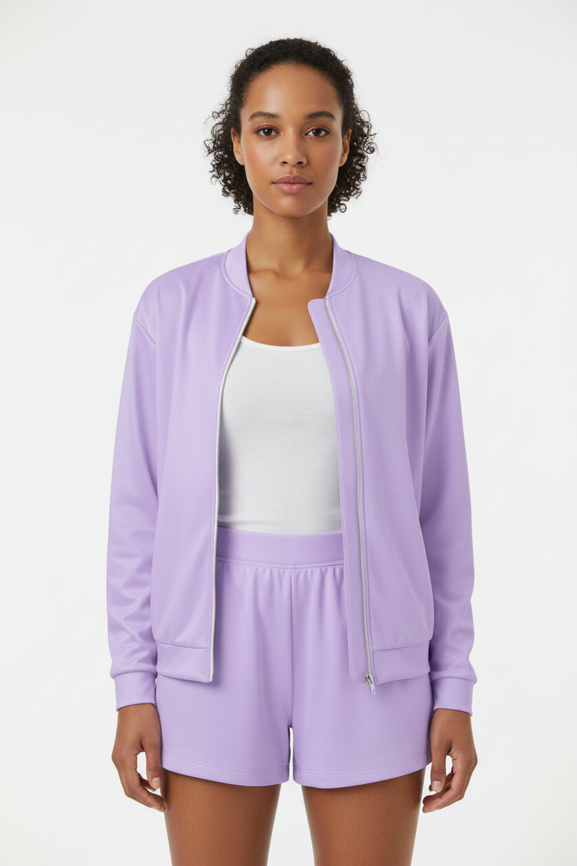 LEM Violet Veil Presence Bomber Jacket - Modestly Vogue 