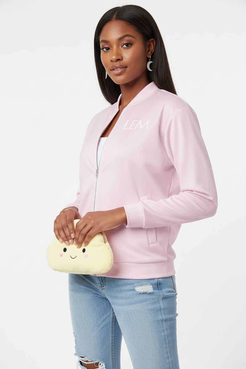 LEM Pink Lace Bomber Jacket - Modestly Vogue 
