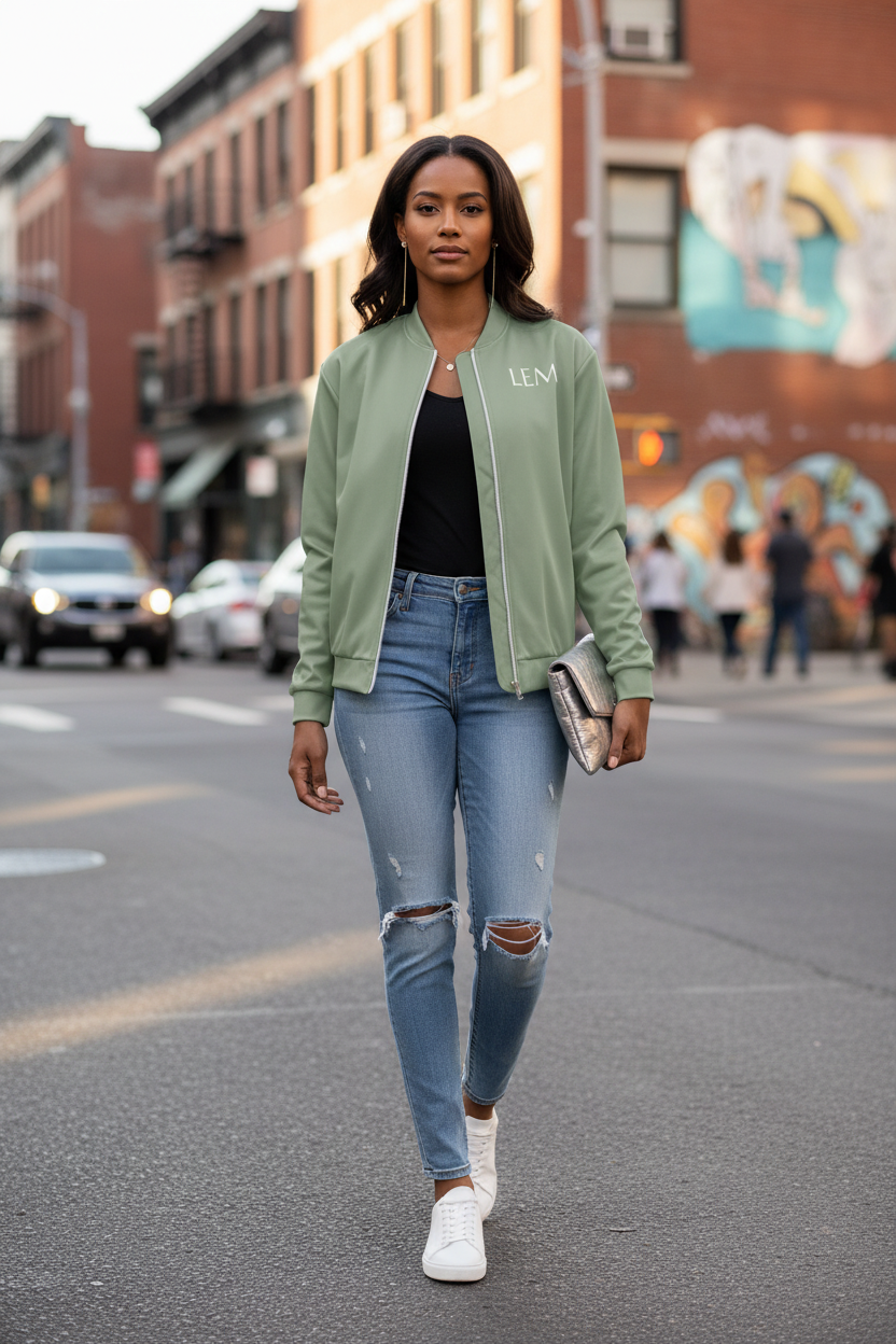 LEM Sage Bomber Jacket - Modestly Vogue 