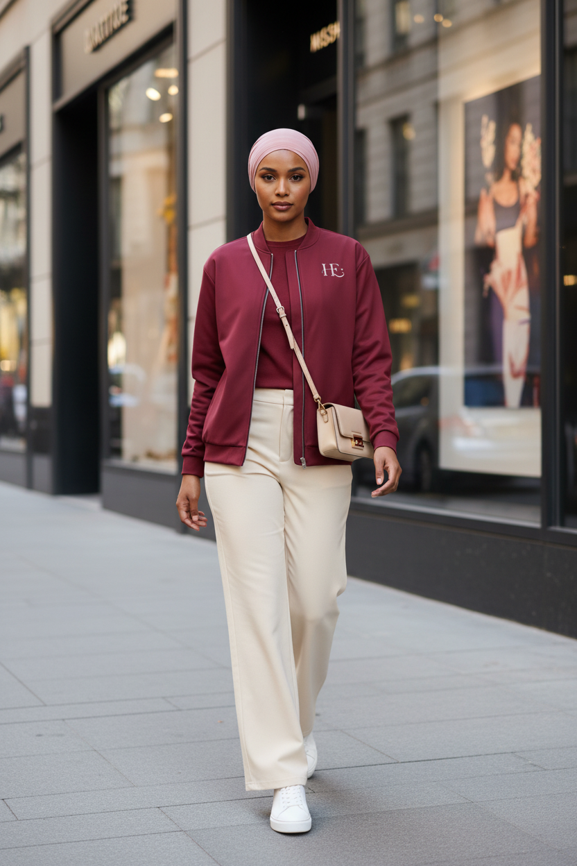 Bordeaux Hijabi Energy™ Bomber Jacket