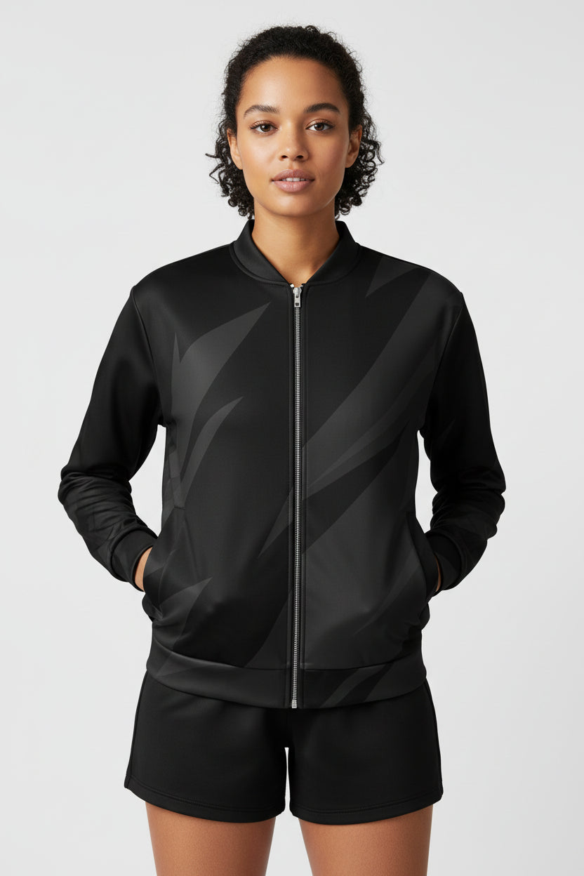 LEM | Presence Black Current Printed Bomber - Modestly Vogue 