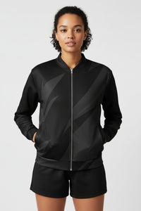 LEM | Presence Black Current Printed Bomber - Modestly Vogue 