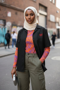 Unapologetic Black button Up shirt - Modestly Vogue 