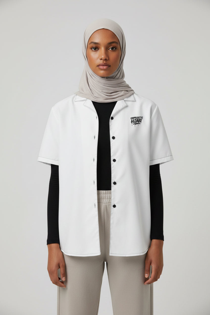 Unapologetic Hijabi Whisper Grey button Up shirt