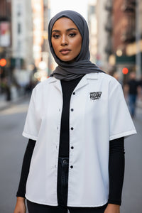 Unapologetic Hijabi Whisper Grey button Up shirt - Modestly Vogue 