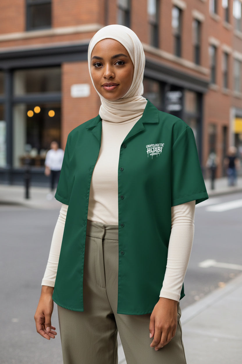 Unapologetic Hijabi Emerald button shirt - Modestly Vogue 