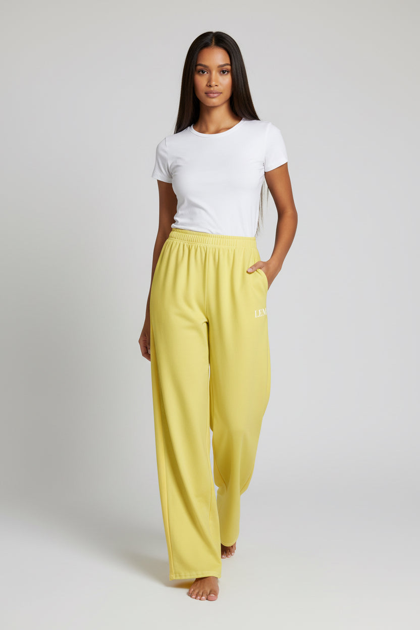 LEM Butter Yellow Wide Leg Pants - Modestly Vogue 