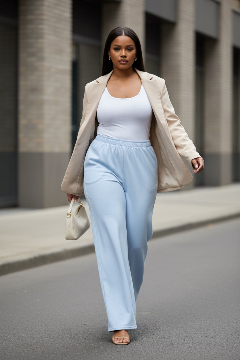 LEM Blue Mist Wide Leg Pants - Modestly Vogue 