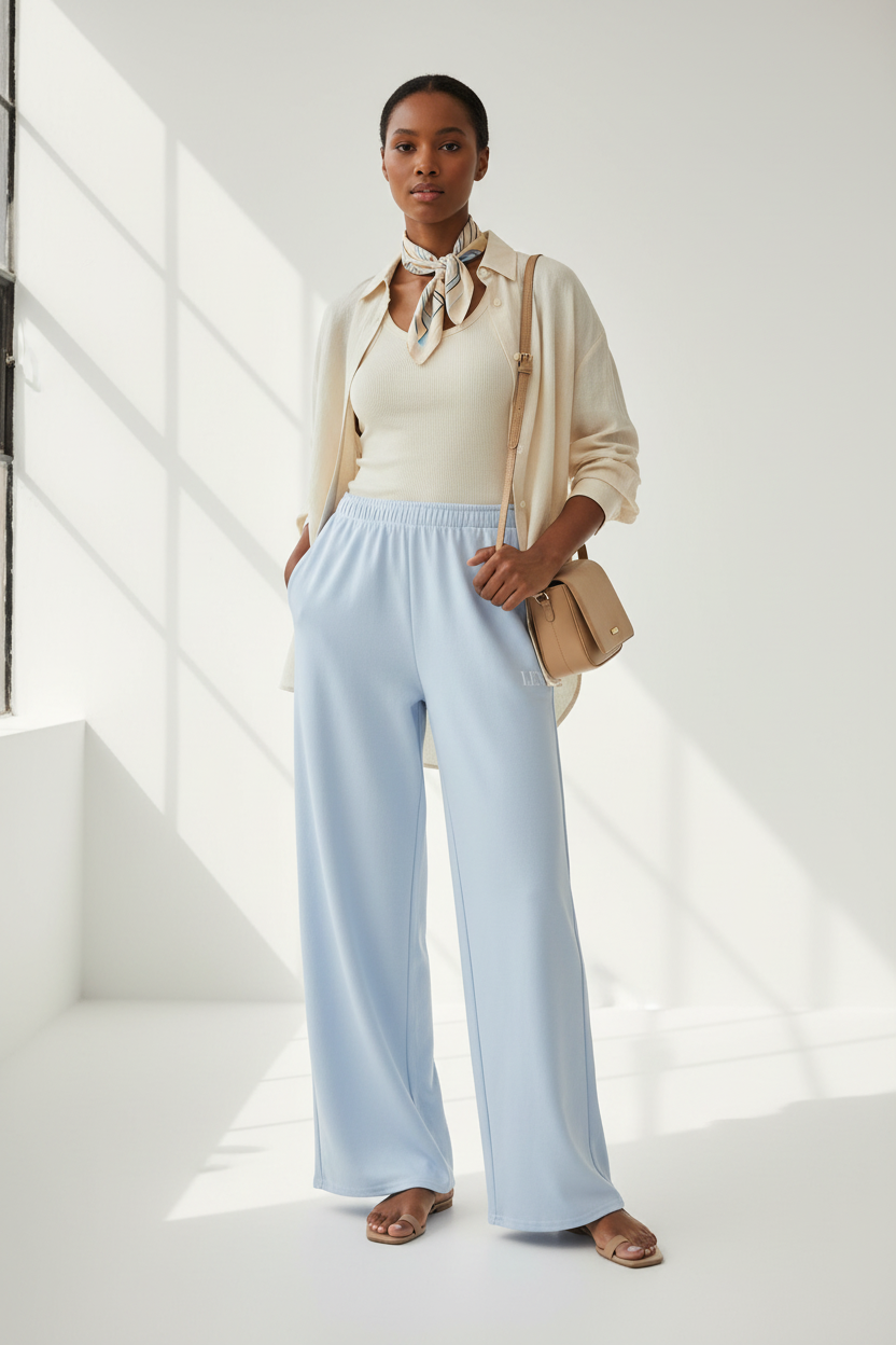 LEM Blue Mist Wide Leg Pants - Modestly Vogue 