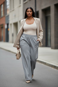 LEM Grey Wide Leg Pants - Modestly Vogue 
