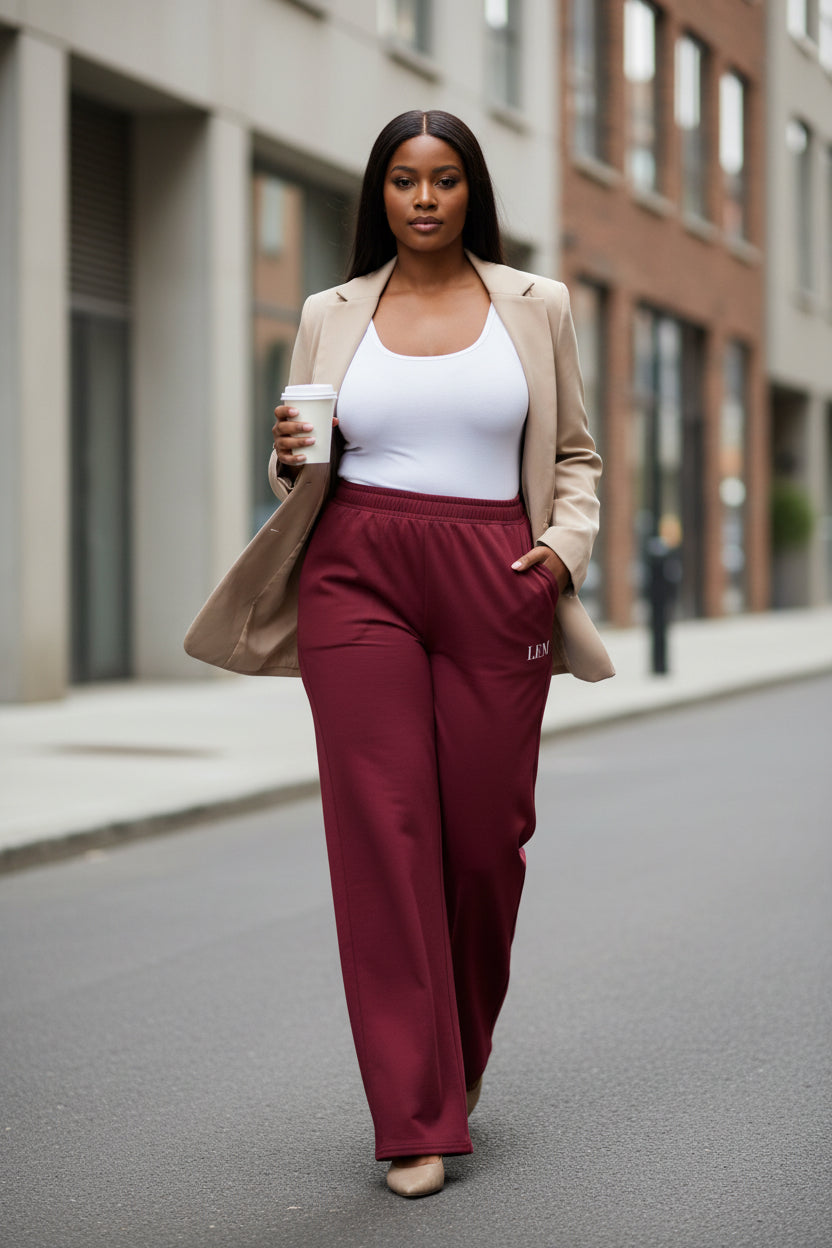 LEM Bordeaux Wide Leg Pants - Modestly Vogue 