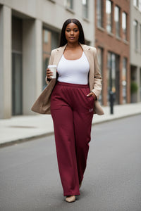 LEM Bordeaux Wide Leg Pants - Modestly Vogue 