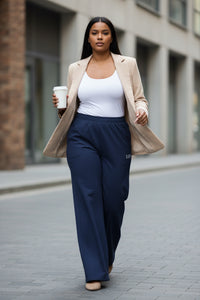 LEM Midnight Navy Wide Leg Pants - Modestly Vogue 