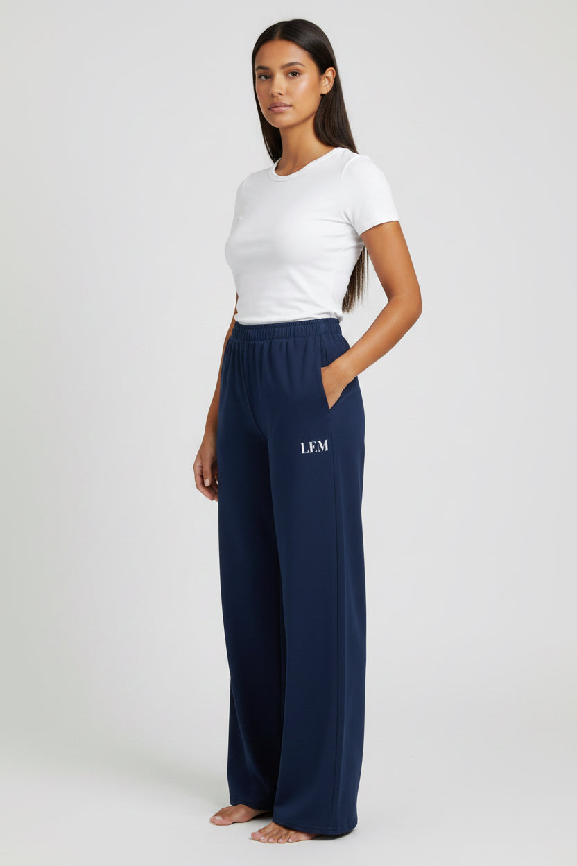 LEM Midnight Navy Wide Leg Pants - Modestly Vogue 